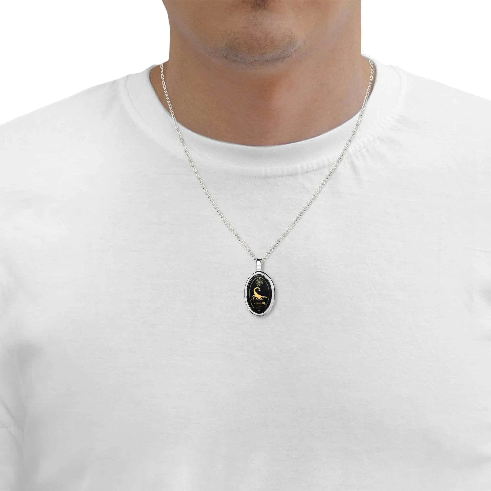 The World of Scorpio, 925 Sterling Silver Necklace, Onyx