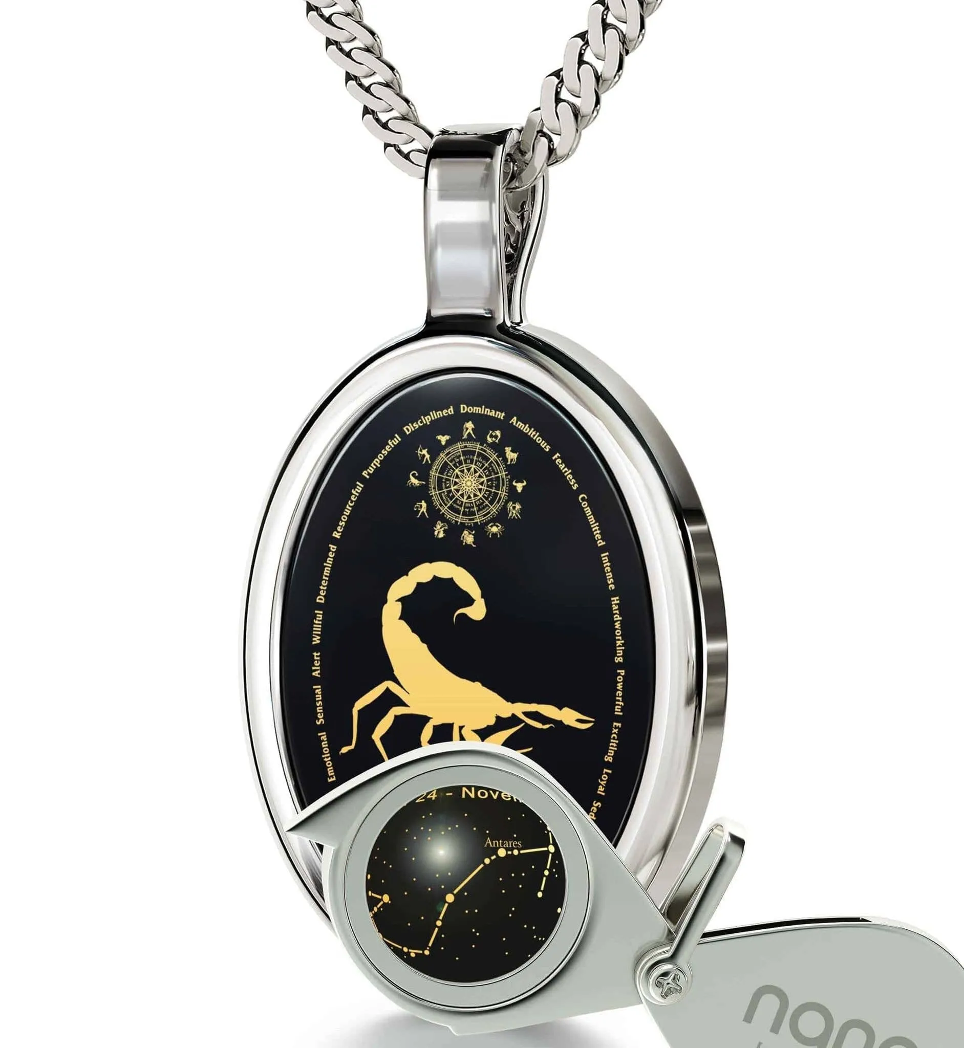 The World of Scorpio, 925 Sterling Silver Necklace, Onyx