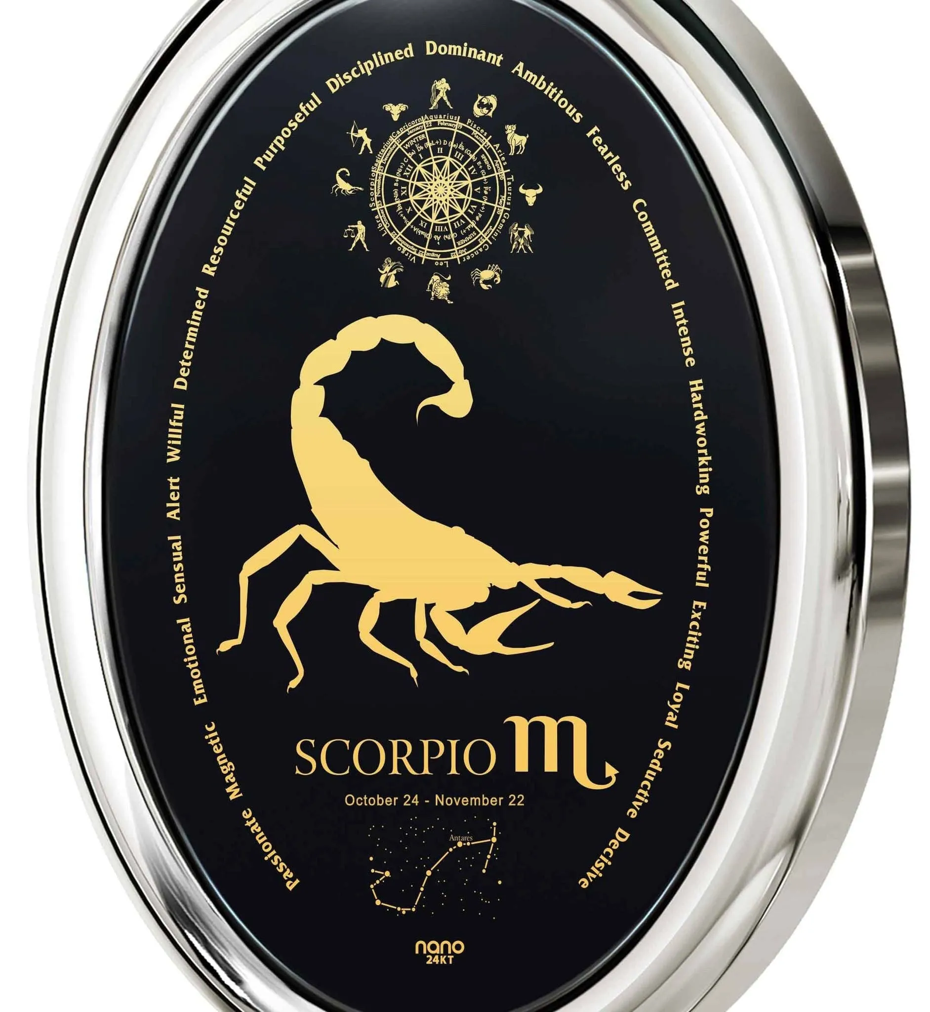 The World of Scorpio, 925 Sterling Silver Necklace, Onyx