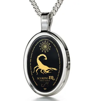 The World of Scorpio, 925 Sterling Silver Necklace, Onyx