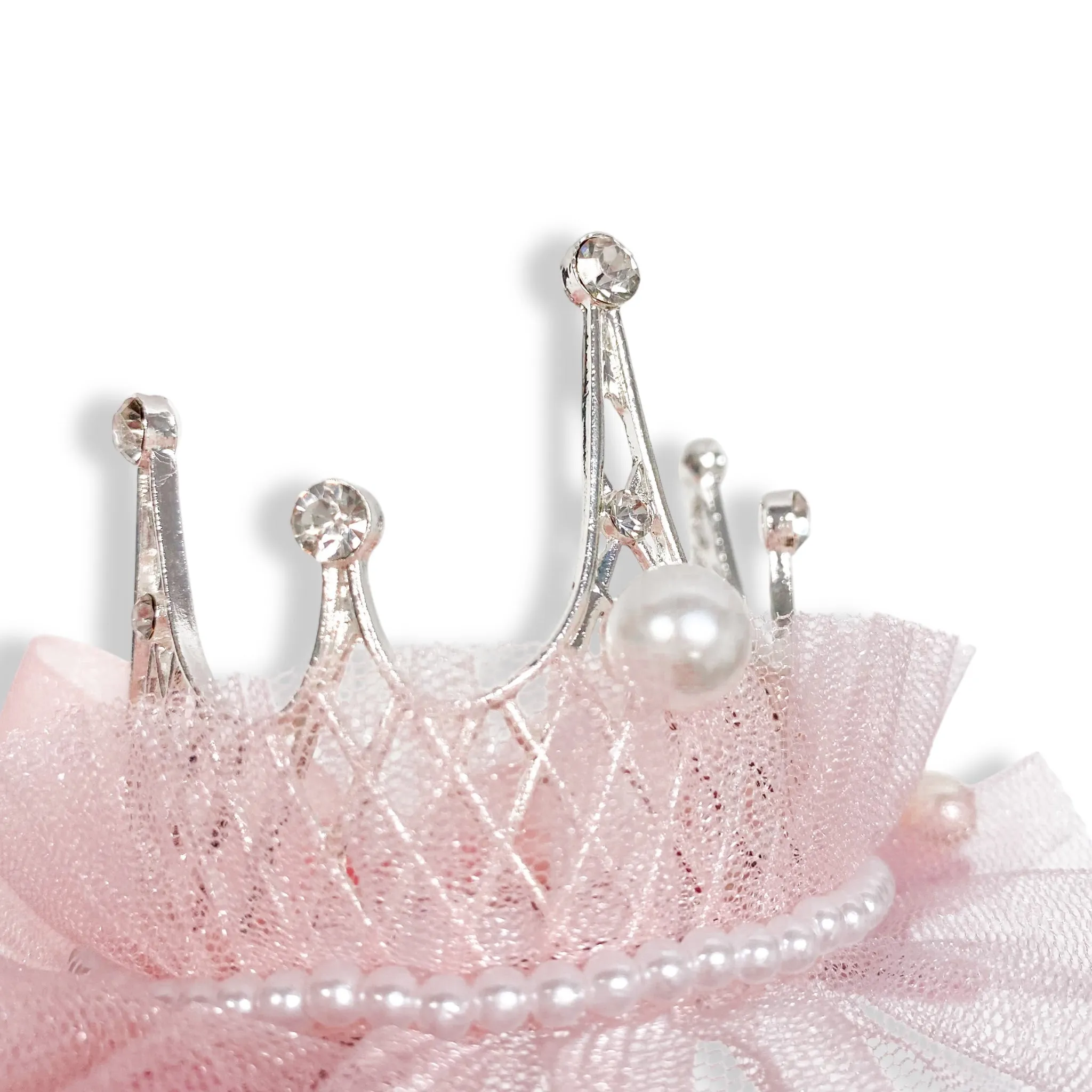 Tiara Mesh Hair Clip -pink