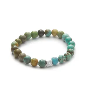 Tibetan Turquoise & Black Tourmaline Beaded Bracelet