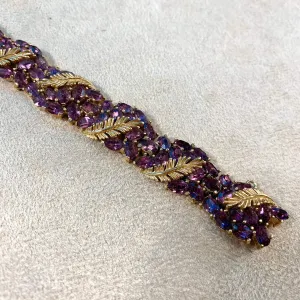 Trifari purple crystal vintage bracelet gold plated