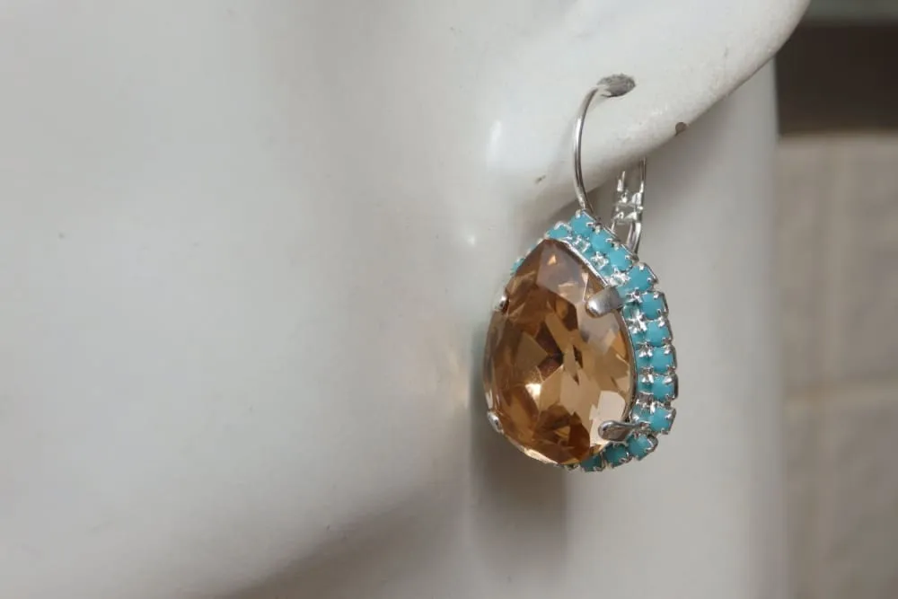 Turquoise blush peach Rebeka Earrings