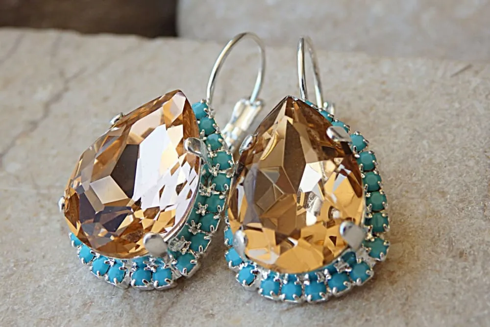 Turquoise blush peach Rebeka Earrings