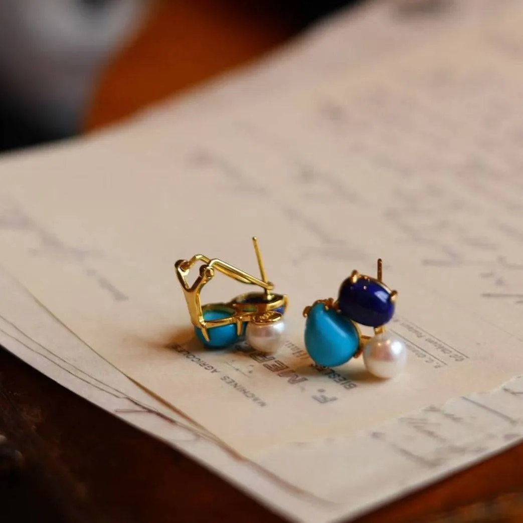 Turquoise Freshwater Pearl Earrings