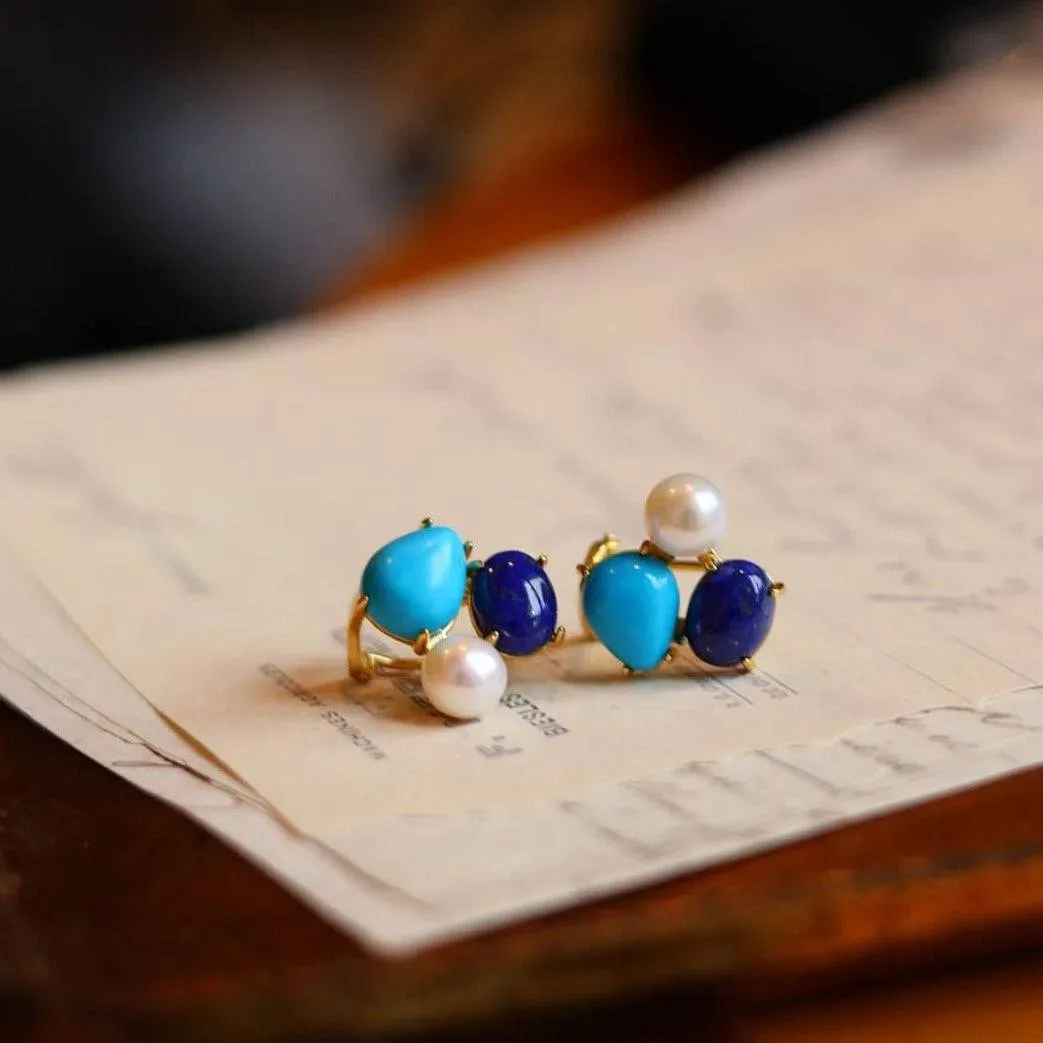 Turquoise Freshwater Pearl Earrings