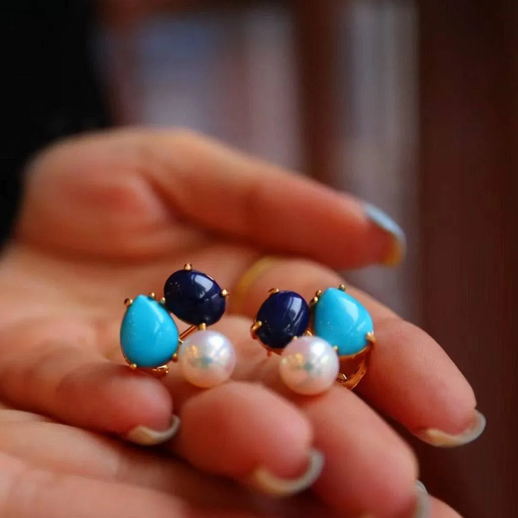 Turquoise Freshwater Pearl Earrings