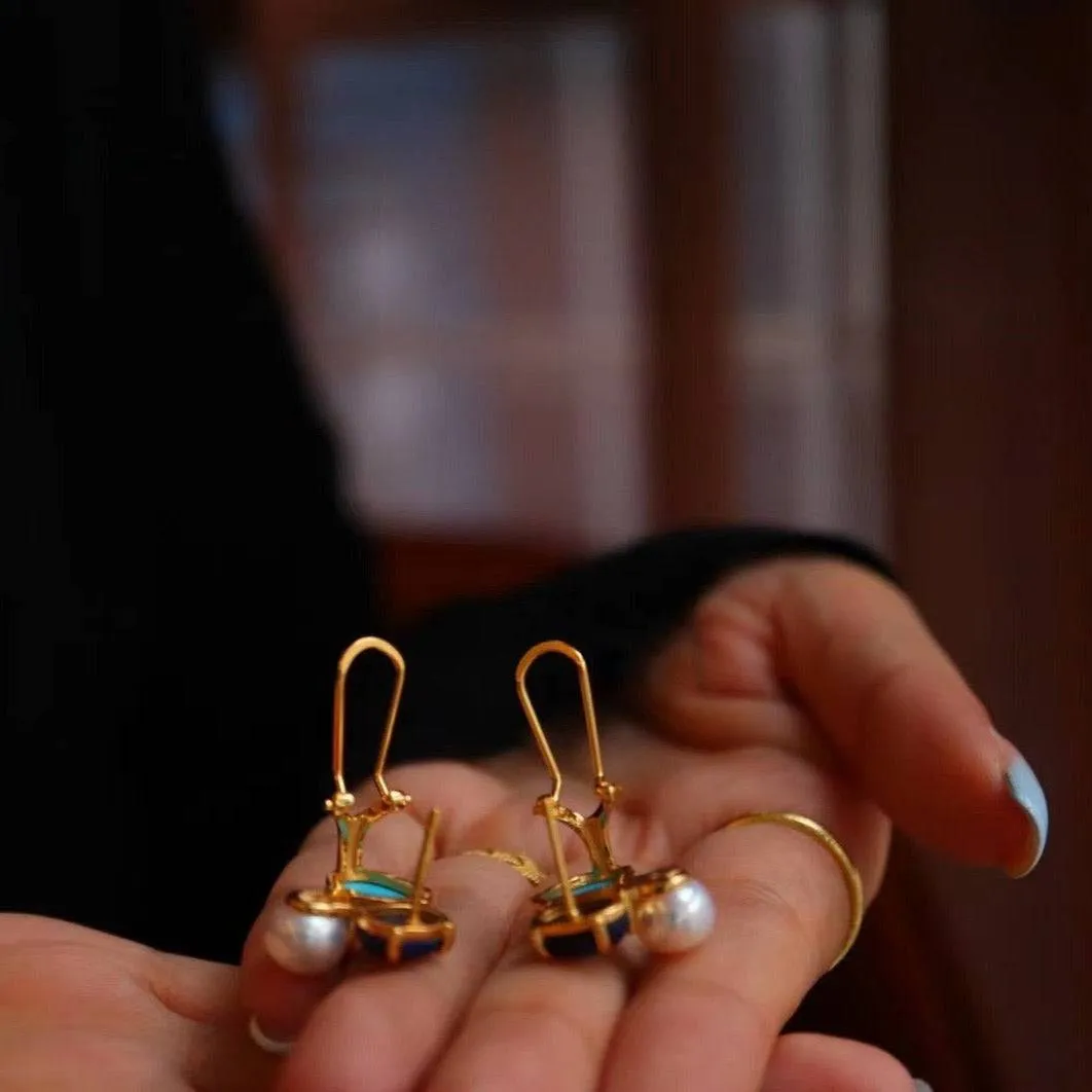 Turquoise Freshwater Pearl Earrings