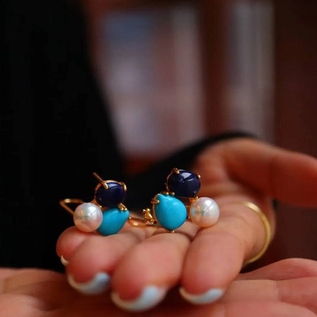 Turquoise Freshwater Pearl Earrings