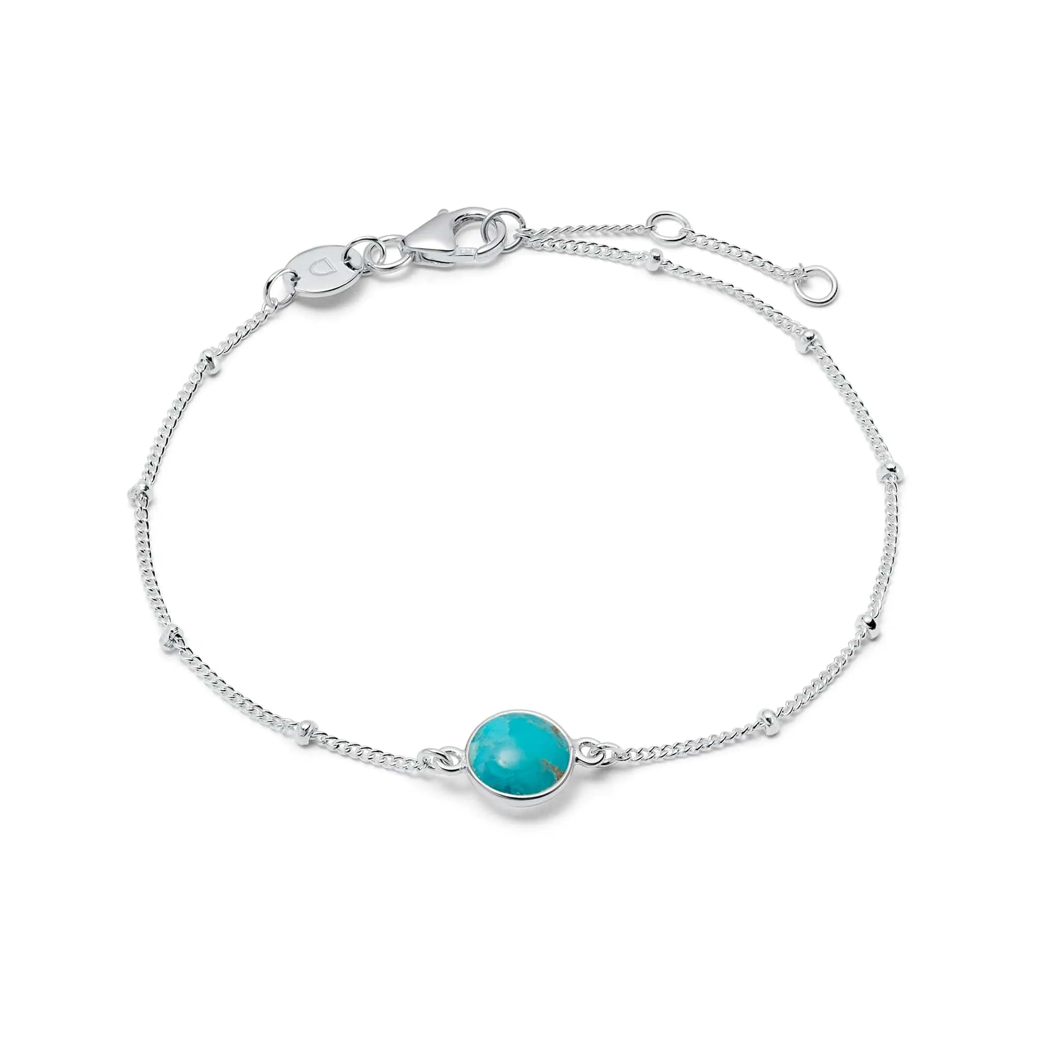 Turquoise Healing Stone Bobble Bracelet Sterling Silver