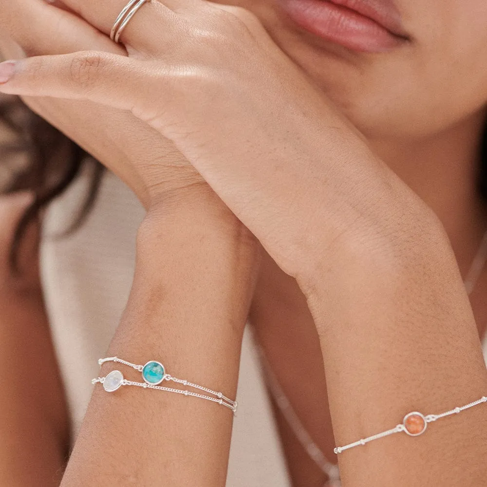 Turquoise Healing Stone Bobble Bracelet Sterling Silver