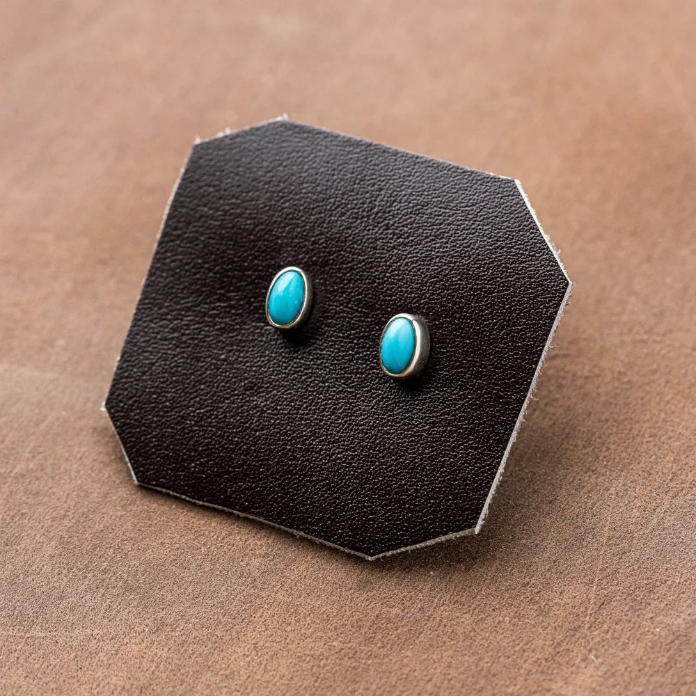 Turquoise Petite Oval Stud Earrings