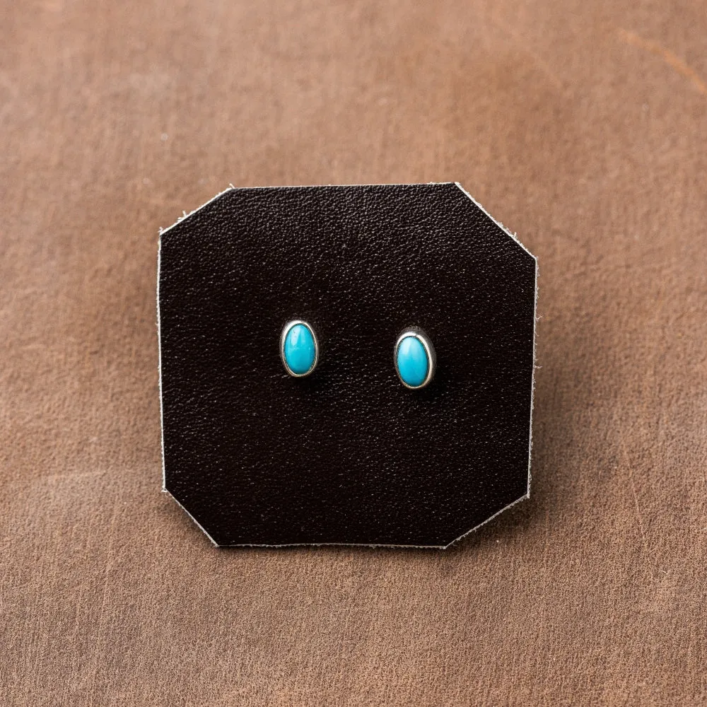 Turquoise Petite Oval Stud Earrings