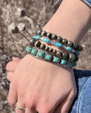 Turquoise Trail 4 Strand Bracelet Stack.