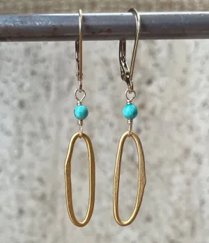 Turquoise Vermeil Oval Earrings