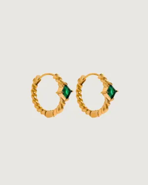 TWISTED HOOP EARRINGS EMERALD GREEN