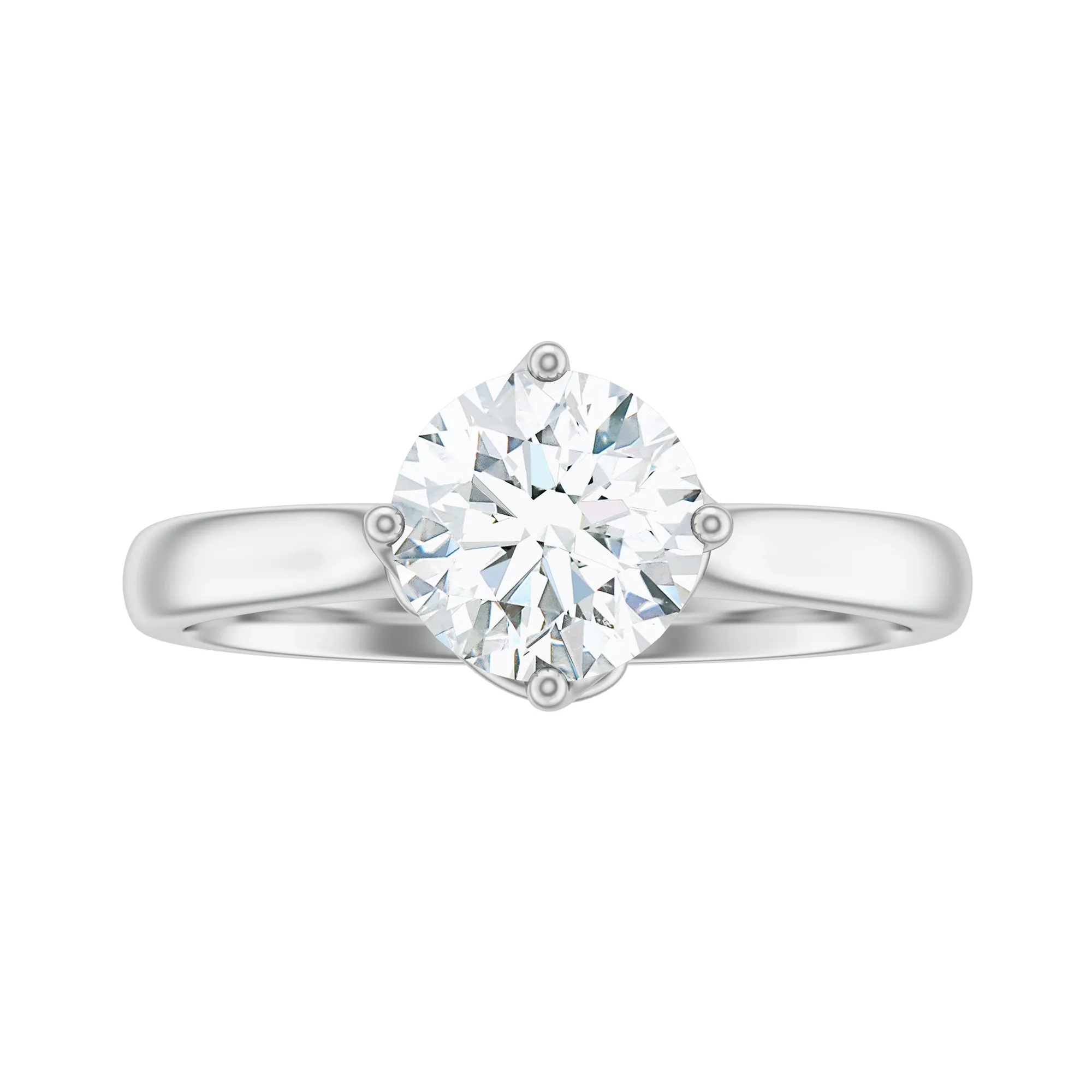 Twisted Prong Set Round Moissanite Solitaire Ring in Gold