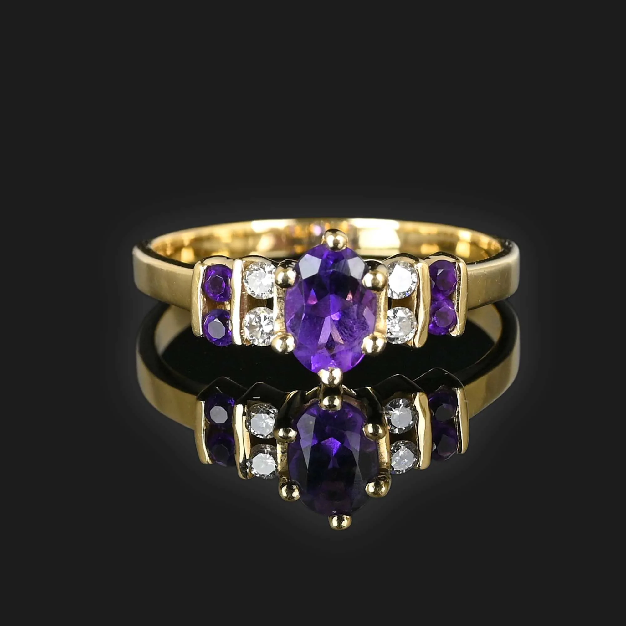 Vintage Diamond and Amethyst Ring in 14K Gold