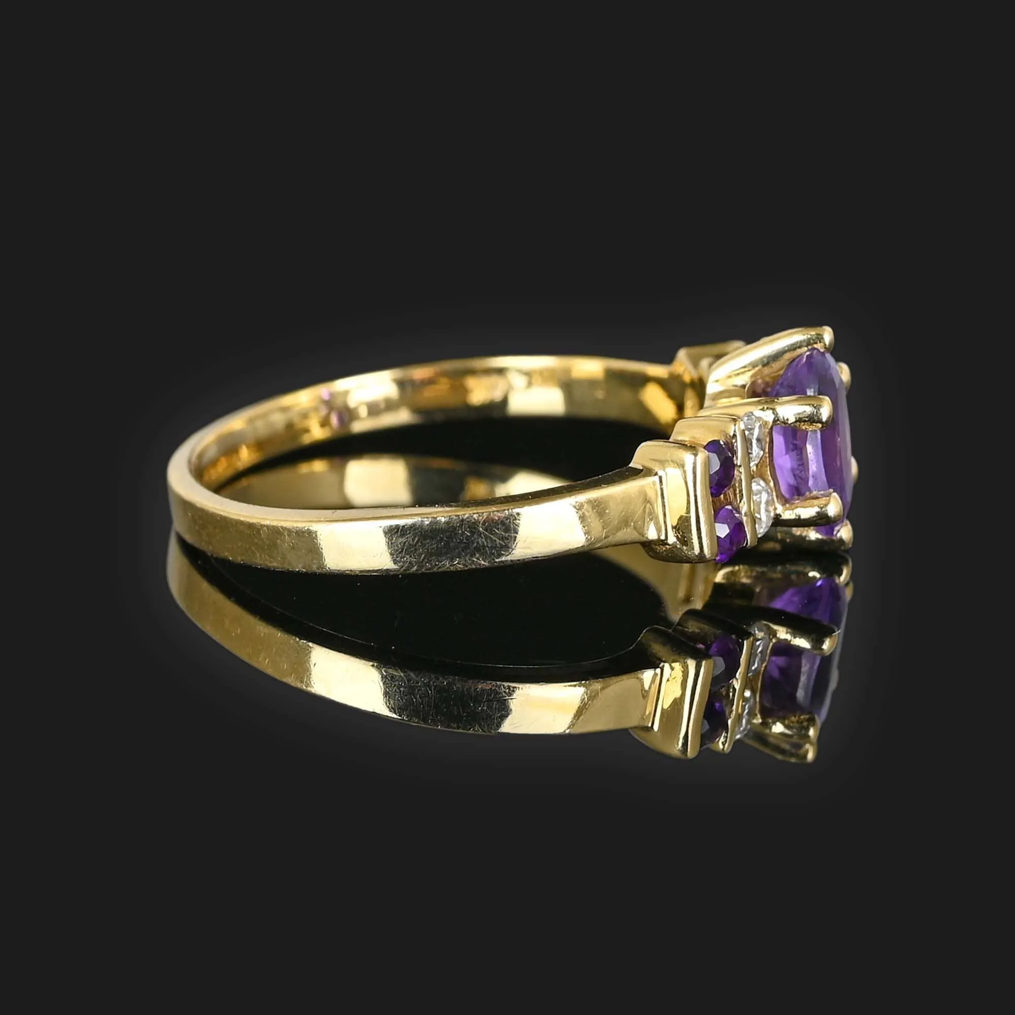 Vintage Diamond and Amethyst Ring in 14K Gold
