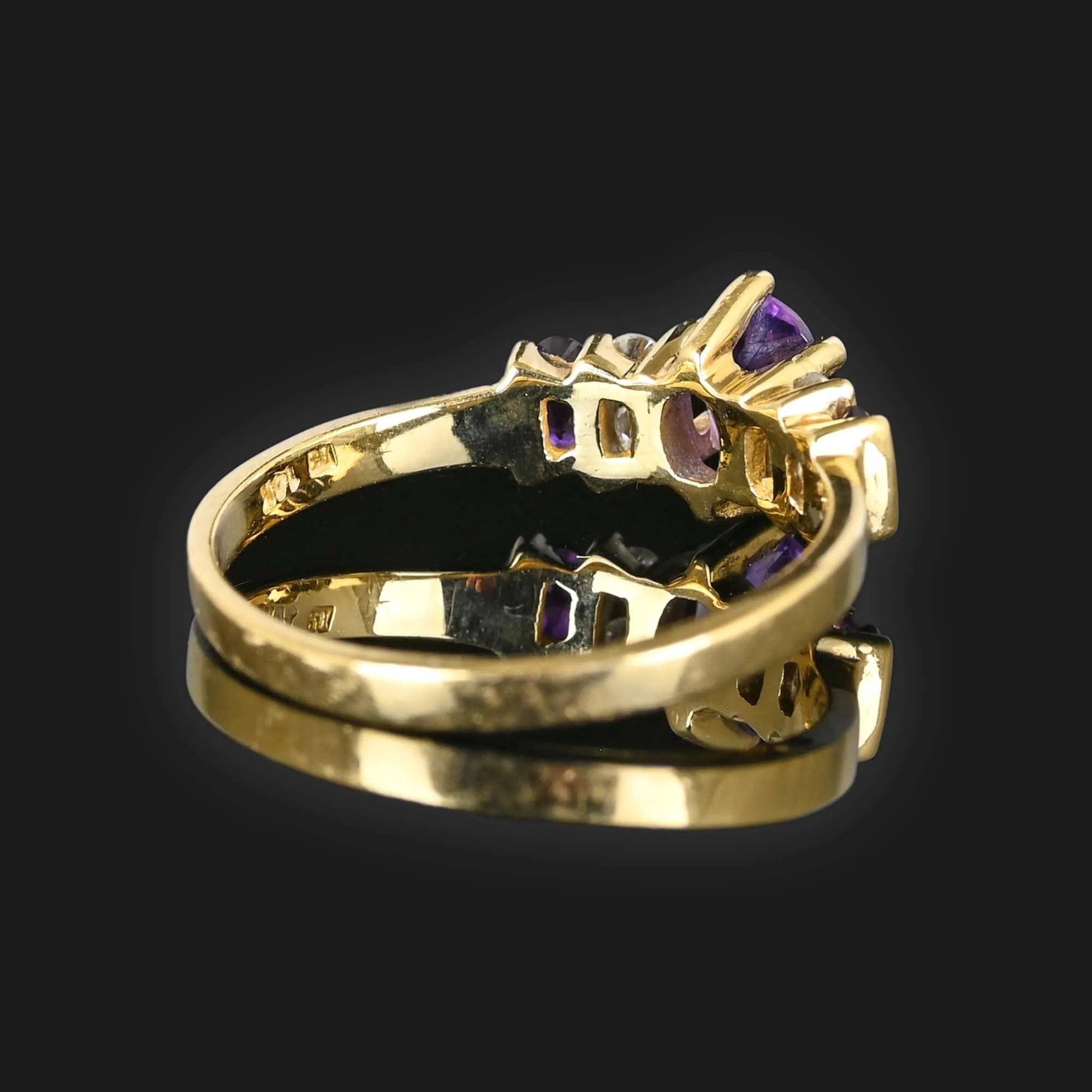 Vintage Diamond and Amethyst Ring in 14K Gold