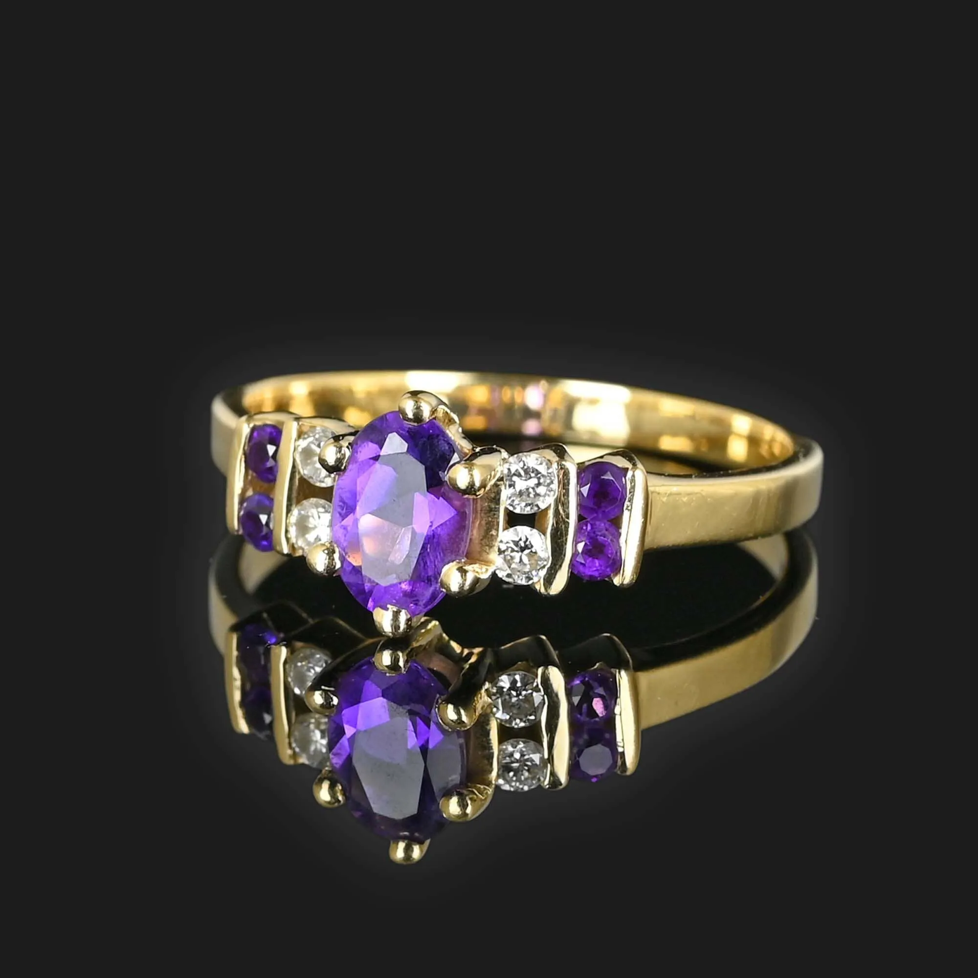 Vintage Diamond and Amethyst Ring in 14K Gold