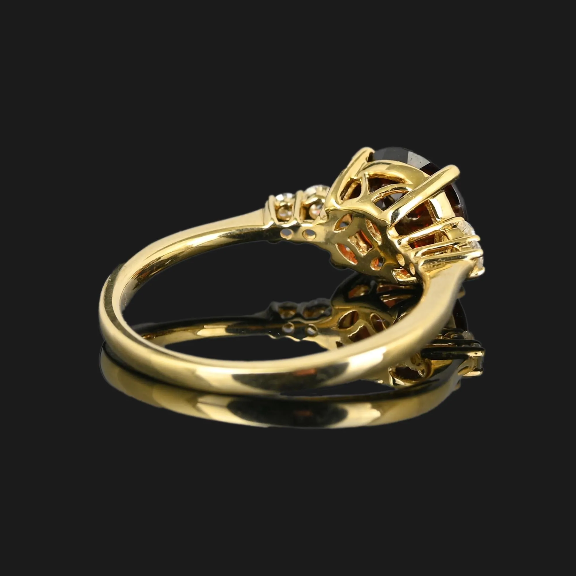 Vintage Diamond Garnet Ring in 14K Gold