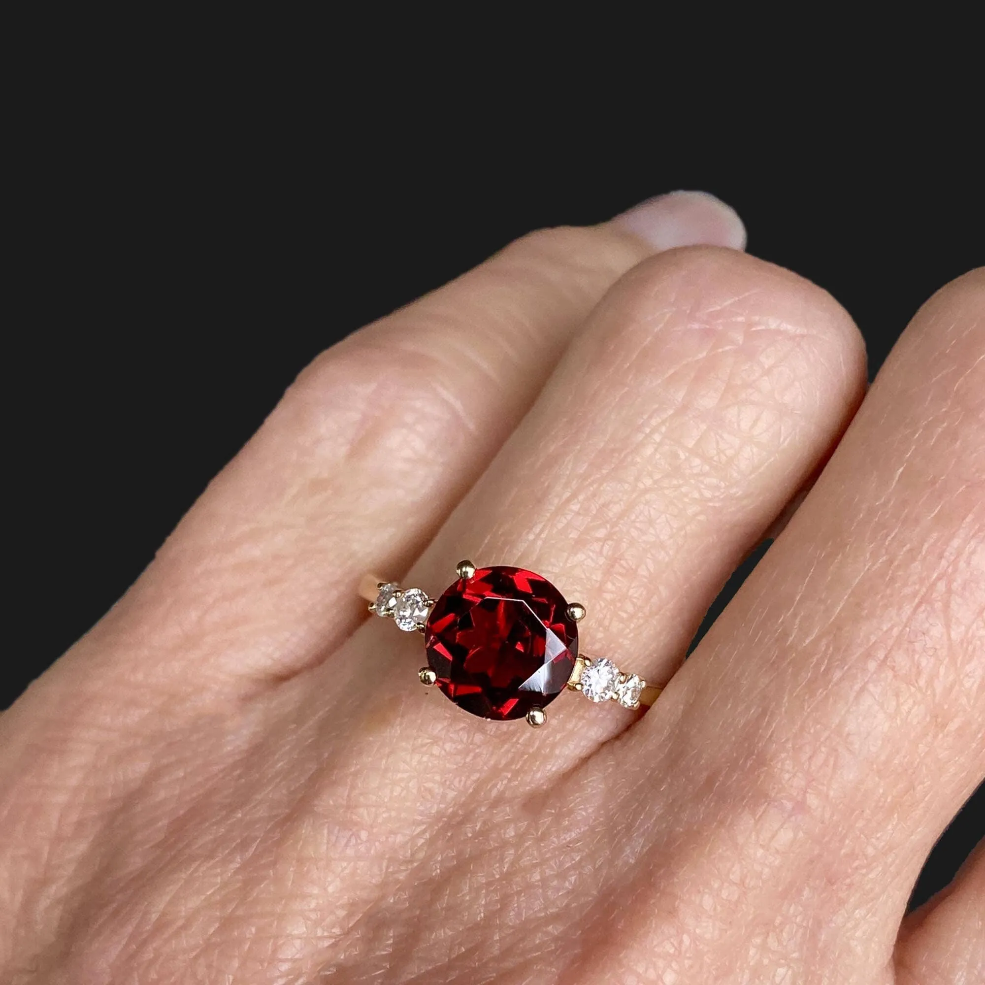 Vintage Diamond Garnet Ring in 14K Gold