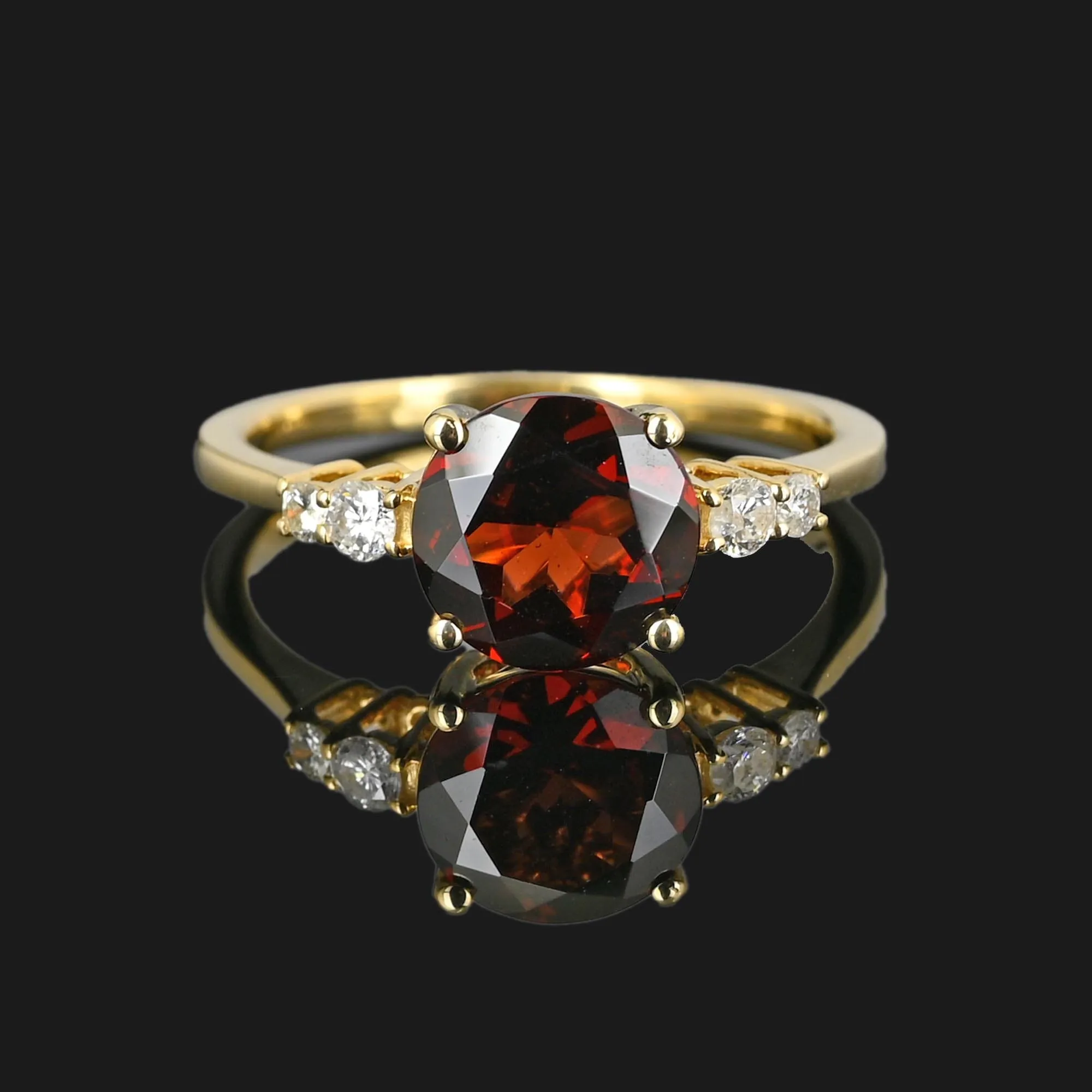 Vintage Diamond Garnet Ring in 14K Gold