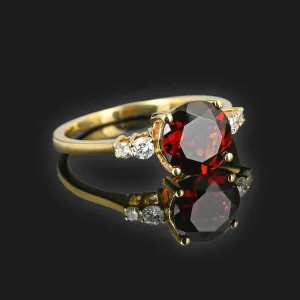 Vintage Diamond Garnet Ring in 14K Gold