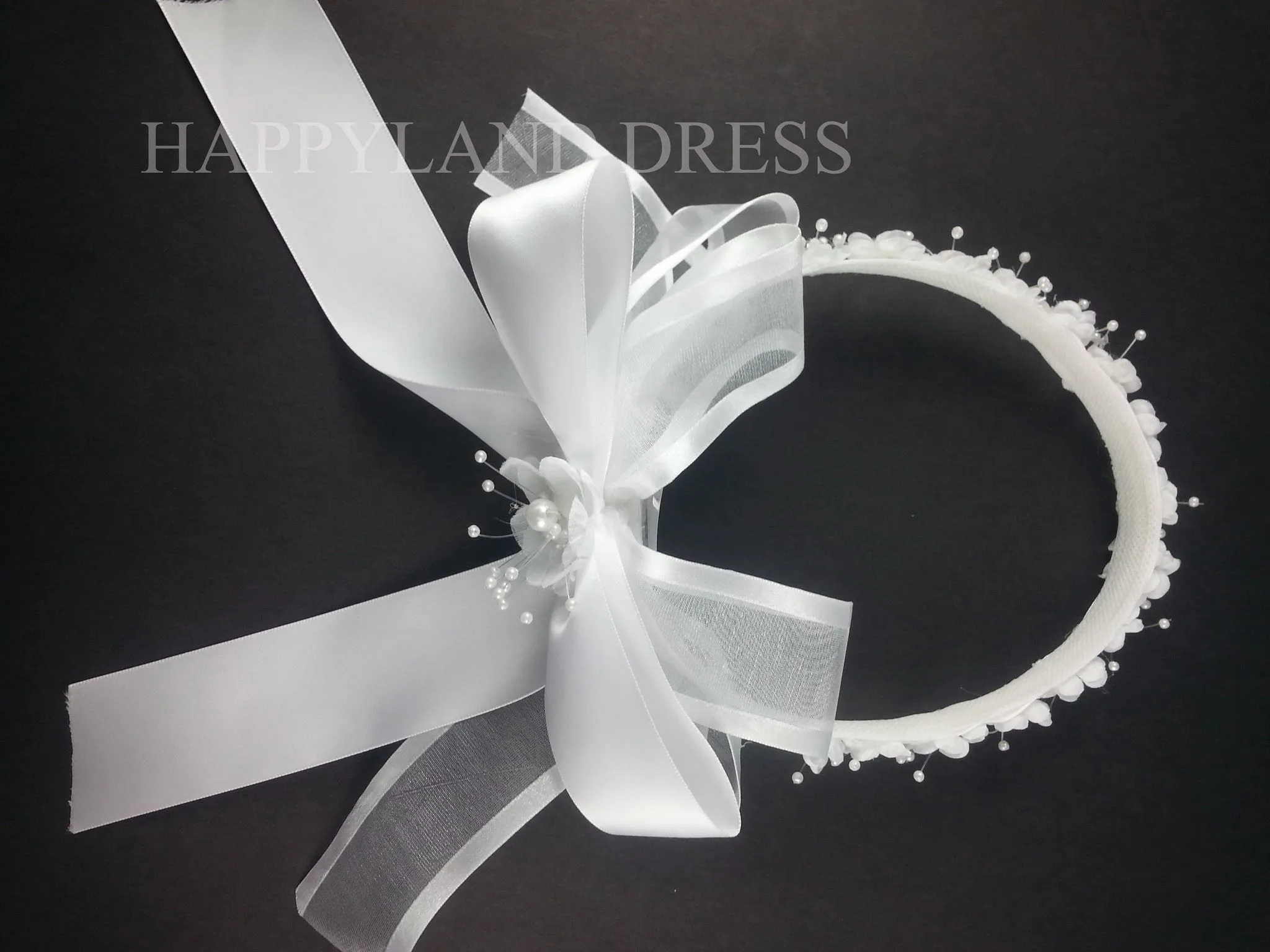 White Flower With Rhinestone Crown/Halo