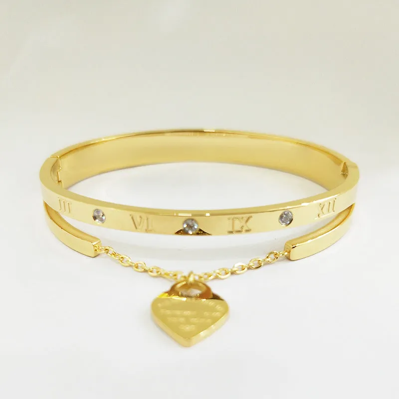 Women's Gold Titanium Steel Lettering Bracelet