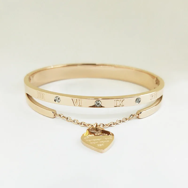Women's Gold Titanium Steel Lettering Bracelet
