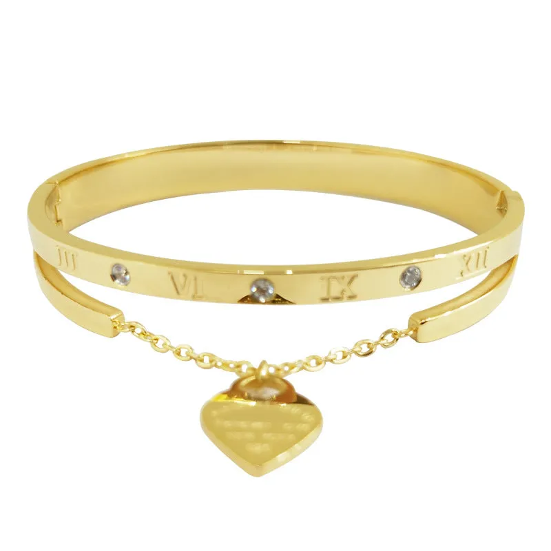 Women's Gold Titanium Steel Lettering Bracelet