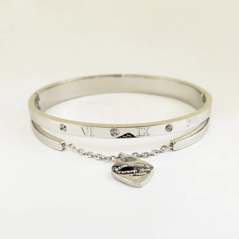 Women's Gold Titanium Steel Lettering Bracelet