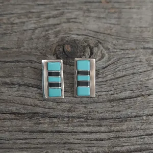 Zuni Turquoise and Onyx Earrings